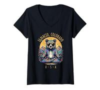 Womens Ignacio Colorado Abstract Bear Chill Zen Yoga Design V-Neck T-Shirt