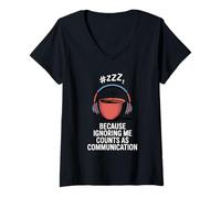 Womens Ignoring Me Counts As Communication - Witty Father V-Neck T-Shirt