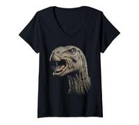 Women's Iguanodon Face Dinosaur Wildlife Nature Dino Iguanodon V-Neck T-Shirt