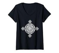 Womens IHS Catholic Vintage Four Gospels of Matthew Mark Luke John V-Neck T-Shirt