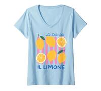Womens Il Limone Limon Cello la Dolce vita Lemon Italy V-Neck T-Shirt