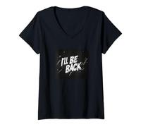 Womens I'll Be Back Speech for the Unstoppable V-Neck T-Shirt