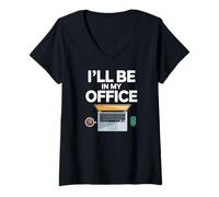 Women's Ill Be in My Office Blogging Laptop Workspace V-Neck T-Shirt