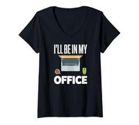 Women's Ill Be in My Office Blogging Laptop Workspace V-Neck T-Shirt