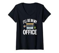 Women's Ill Be in My Office Blogging Laptop Workspace V-Neck T-Shirt