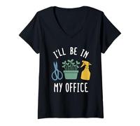 Women's I'll Be in My Office - Micro Green Gardening Hobby V-Neck T-Shirt