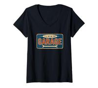 Womens I'll Be In The Garage Funny Mechanic Shop V-Neck T-Shirt