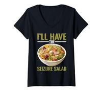 Womens I'll Have The Seizure Salad Epilepsy Puns Awareness - V-Neck T-Shirt