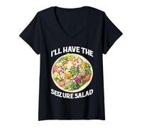 Womens I'll Have The Seizure Salad Epilepsy Puns Awareness - V-Neck T-Shirt