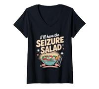 Womens I'll Have The Seizure Salad Epilepsy Puns Awareness - V-Neck T-Shirt