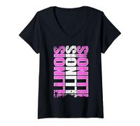 Womens Illinois Home State Pride Pink Grunge Illinois V-Neck T-Shirt