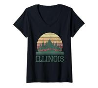 Women's Illinois Land of Lincoln Vintage Pride V-Neck T-Shirt