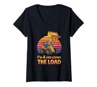 Womens Im 4 and Loving The Load Construction Birthday Tractor V-Neck T-Shirt