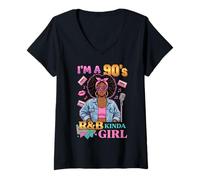 Women's Im A 90s RNB Kinda Girl Cassette Tapes and Denim Jacket V-Neck T-Shirt