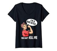 Womens I'm A Bad Bitch You Can't Kill Me V-Neck T-Shirt
