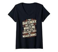 Women's Im A Bartender Not A Dog Bartending Bar Humor V-Neck T-Shirt