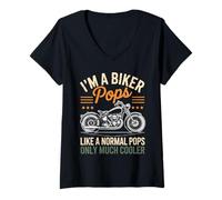 Womens I'm A Biker Pops Motorcycle Funny Bike Motocross V-Neck T-Shirt