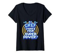 Women's Im A Chef Whats Your Superpower Funny Cooking Design V-Neck T-Shirt