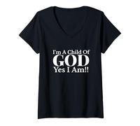 Womens I'm A Child of God Yes I Am! Religious Christian Bible Gift V-Neck T-Shirt