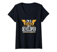 Women's I'm a Dad and a Developer Nothing Scares me V-Neck T-Shirt