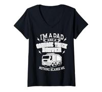 Women's I'm A Dad and A Garbage Truck Driver Funny Trucking V-Neck T-Shirt
