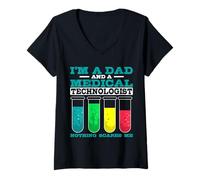 Women's I'm A Dad and A Medical Technologist Microbiology Science V-Neck T-Shirt