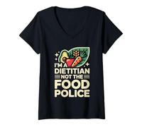 Womens I'm A Dietitian Not The Food Police Nutrition Health V-Neck T-Shirt