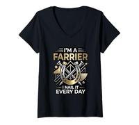 Women's I'm A Farrier I Nail It Every Day Horseshoer V-Neck T-Shirt