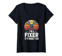 Womens Im A Fixer Its What I Do Mechanic Tools Handyman V-Neck T-Shirt