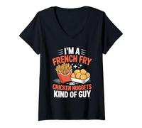 Womens I'm A French Fry Chicken Nuggets Kind Guy V-Neck T-Shirt