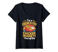 Womens I'm A French Fry Chicken Nuggets Kind Guy V-Neck T-Shirt