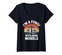 Womens I'm A Fungi With Good Morels Funny Mushroom Pun V-Neck T-Shirt