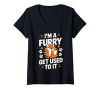 Womens Im A Furry Get Use To It Shirt Cute Furry Pride V-Neck T-Shirt