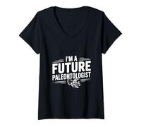 Womens I'm A Future Paleontologist Fun Dino Lover V-Neck T-Shirt