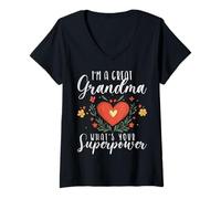 Womens I'm A Great Grandma What's Your Superpower Granny V-Neck T-Shirt