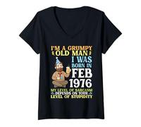 Women's I'm A Grummy Old Man was Born in February 1976 50 Years Old V-Neck T-Shirt