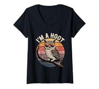 Womens I'm A Hoot Owl Bird Pun Sarcastic Jokes Night Owl Lover V-Neck T-Shirt