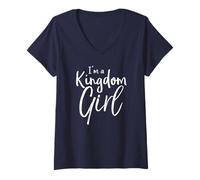 Womens I'm a Kingdom Girl Shirt Bold Cool Kids Fun Christian TShirt V-Neck T-Shirt