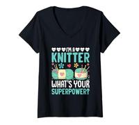 Womens I'm A Knitter What's Your Superpower Creative V-Neck T-Shirt
