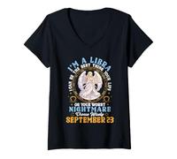 Women's Im A Libra September 23 I Can Be The Best Thing in Your Life V-Neck T-Shirt