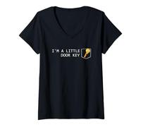 Womens I'm A Little Door Key Nerdy Puns Bad Dorky Men Women Gifts V-Neck T-Shirt