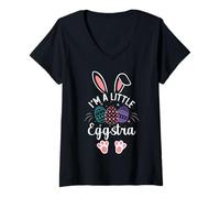 Women's I'm A Little Eggstra Cute Bunny Family Matching Easter Day V-Neck T-Shirt