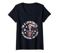 Womens I'm a Locksmith Not a Magician But Close V-Neck T-Shirt