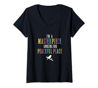 Womens I'm A Masterpiece Looking for A Peaceful Place Bird Warchers V-Neck T-Shirt