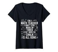 Women's I'm A Math Teacher I Don't Stop When I'm Tired Mathematics V-Neck T-Shirt