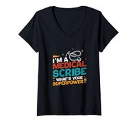 Women's I'm A Medical Scribe What's Your Superpower Medical Scribers V-Neck T-Shirt