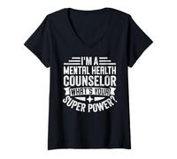 Women's I'm A Mental Health Counselor What's Your Super Power? V-Neck T-Shirt