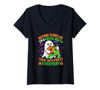 Womens I'm A Mental Health Deal With Pricks Everyday Halloween Boo V-Neck T-Shirt
