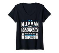 Women's Im A Milkman Not A Magician Dairy Farmer V-Neck T-Shirt