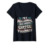 Women's I'm A Millennial Coffee is My Personality - V-Neck T-Shirt